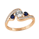 Кольцо из золочёного серебра AQUAMARINE с фианитом и гидротермальным сапфиром