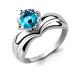 Серебряное кольцо AQUAMARINE с фианитом и ювелирным кристаллом