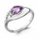Серебряное кольцо AQUAMARINE с фианитом и аметистом