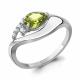 Серебряное кольцо AQUAMARINE с фианитом и хризолитом