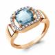 Кольцо из золочёного серебра AQUAMARINE с фианитом и турмалином