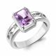 Серебряное кольцо AQUAMARINE с фианитом и аметистом