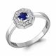 Серебряное кольцо AQUAMARINE с фианитом и гидротермальным сапфиром