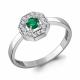 Серебряное кольцо AQUAMARINE с фианитом и гидротермальным изумрудом