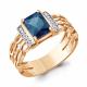 Кольцо из золочёного серебра AQUAMARINE с фианитом и Лондон топазом