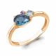 Кольцо из золочёного серебра AQUAMARINE с топазом и аметистом