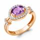 Кольцо из золочёного серебра AQUAMARINE с фианитом и аметистом