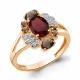 Серебряное кольцо AQUAMARINE с фианитом, гранатом и кварцем
