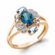 Кольцо из золочёного серебра AQUAMARINE с топазом, фианитом и Лондон топазом