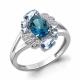 Серебряное кольцо AQUAMARINE с топазом, фианитом и Лондон топазом
