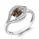 Серебряное кольцо AQUAMARINE с фианитом и кварцем