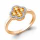 Кольцо из золочёного серебра AQUAMARINE с фианитом и цитрином