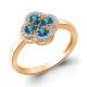 Кольцо из золочёного серебра AQUAMARINE с фианитом и Лондон топазом