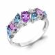 Серебряное кольцо AQUAMARINE с топазом, фианитом и аметистом