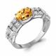 Серебряное кольцо AQUAMARINE с фианитом и цитрином
