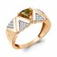 Кольцо из золочёного серебра AQUAMARINE с фианитом и султанитом