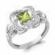 Серебряное кольцо AQUAMARINE с фианитом и хризолитом