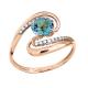 Кольцо из золочёного серебра AQUAMARINE с топазом и фианитом