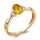 Кольцо из золочёного серебра AQUAMARINE с фианитом и цитрином