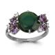 Серебряное кольцо AQUAMARINE с фианитом, аметистом и турмалином