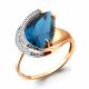 Кольцо из золочёного серебра AQUAMARINE с фианитом и Лондон топазом