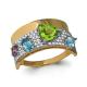Кольцо из золочёного серебра AQUAMARINE с топазом, фианитом, аметистом и хризолитом