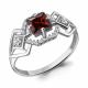 Серебряное кольцо AQUAMARINE с фианитом и гранатом