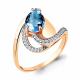 Кольцо из золочёного серебра AQUAMARINE с топазом и фианитом