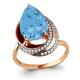 Кольцо из золочёного серебра AQUAMARINE с фианитом и турмалином