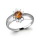 Серебряное кольцо AQUAMARINE с фианитом и цитрином