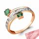 Кольцо из золочёного серебра AQUAMARINE с фианитом и топазом Swarovski
