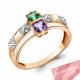 Кольцо из золочёного серебра AQUAMARINE с фианитом и топазом Swarovski