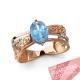Кольцо из золочёного серебра AQUAMARINE с фианитом и топазом Swarovski