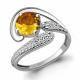 Серебряное кольцо AQUAMARINE с фианитом и цитрином