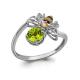 Серебряное кольцо AQUAMARINE с фианитом, хризолитом и цитрином