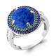 Серебряное кольцо AQUAMARINE с фианитом, опалом, гидротермальным сапфиром и гидротермальным изумрудом