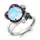 Серебряное кольцо AQUAMARINE с фианитом, опалом, гидротермальным изумрудом и ювелирным кристаллом