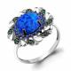 Серебряное кольцо AQUAMARINE с фианитом, сапфиром, опалом, гидротермальным сапфиром и гидротермальным изумрудом