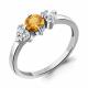 Серебряное кольцо AQUAMARINE с фианитом и цитрином