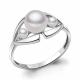Серебряное кольцо AQUAMARINE с фианитом и жемчугом