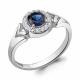 Серебряное кольцо AQUAMARINE с фианитом и гидротермальным сапфиром