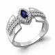Серебряное кольцо AQUAMARINE с фианитом и гидротермальным сапфиром