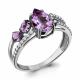 Серебряное кольцо AQUAMARINE с фианитом и аметистом