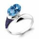 Серебряное кольцо AQUAMARINE с топазом и гидротермальным сапфиром