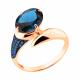 Кольцо из золочёного серебра AQUAMARINE с гидротермальным сапфиром, миксом камней и Лондон топазом