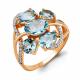 Кольцо из золочёного серебра AQUAMARINE с топазом и фианитом