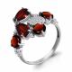 Серебряное кольцо AQUAMARINE с фианитом и гранатом