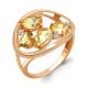 Кольцо из золочёного серебра AQUAMARINE с фианитом и цитрином