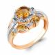 Кольцо из золочёного серебра AQUAMARINE с фианитом и цитрином