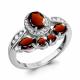 Серебряное кольцо AQUAMARINE с фианитом и гранатом